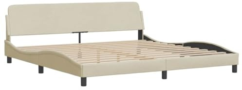 vidaXL Bettgestell Dover Creme 200x200 cm Stoff