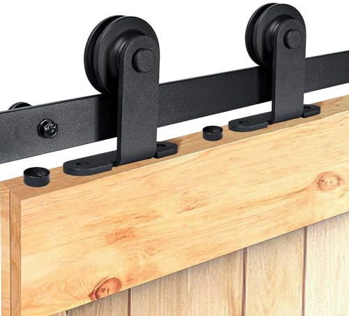 ybaymy Sliding Barn Door Hardware Track Kit 6.6FT/200cm Sliding Door Track Carbon Steel Track Roller Closet Accessory Flat Track System Closet Rail Sliding Kit for Single Door T Shape