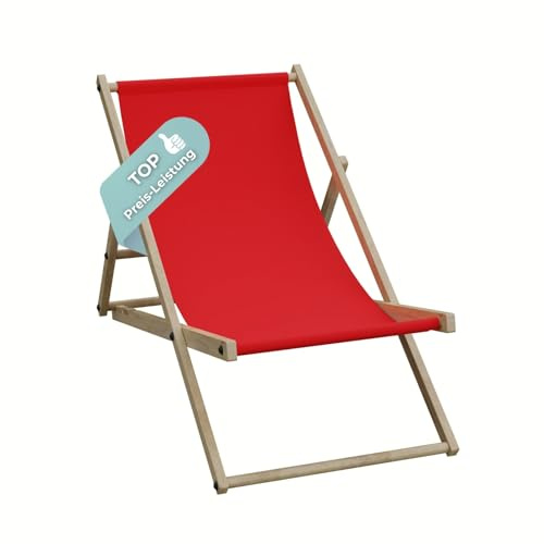 HAGO Liegestuhl Rot Liege Stuhl Strand Strandliege Sonnenliege Gartenliege Klappstuhl Lounge Chill 1 Stück