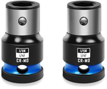 BLACKROBOT Schlag-Bithalter, 1/4-Zoll-Vierkantantrieb auf 1/4-Zoll-Sechskant-Stecknuss-Adapter für Schlagschrauber, 2 Stück