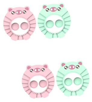 UPKOCH 4pièces Chapeau De Bain Réglable Pour Garçon Fille Oreilles De Cochon Anti-eau Et Anti- Coloris Rose Et Vert Pour Bain Coupe De Cheveux