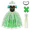 Aomig ELSA Kostüm Kinder Mädchen, 5 teiliges Anna Kleid Kinder mit Krone Diadem Handschuhe Zauberstab, Girls Frozen Princess Costume Weihnachten Verkleidung Karneval Halloween Geburtstag Party (130cm)