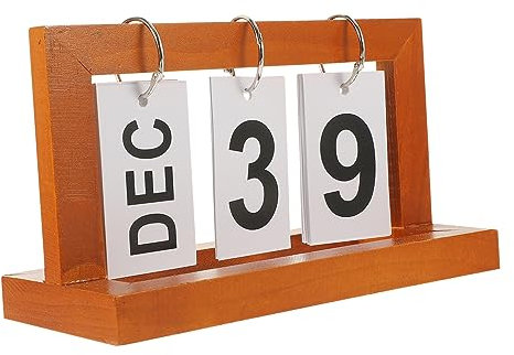 Lurrose Holzkalender für Schreibtisch Vintage-tischkalender Klappkalender mit Monat und Datum Wiederverwendbarer Kalenderblock für Zuhause und Büro Einfaches Blättern und Langlebiges