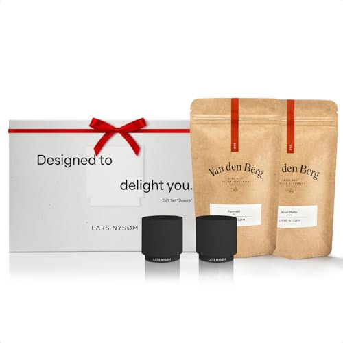 LARS NYSØM Set de regalo con salero, pimentero y especias - Mini salero y pimentero de diseño con la mejor sal de los Alpes y pimienta de Brasil en un atractivo estuche de regalo (Carbon Black)
