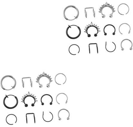 DEARMAMY 24 Stk Ohr- und Nasenring aus Edelstahl Nasenstecker goldene Nasenringe Piercing-Ohrringe würfelunterlage leds leuchtmittel Nasenpiercing-Schmuck Nasenlochringe Rostfreier Stahl