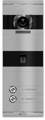 Metzler VDM10 2.0 Video Sprechanlage mit Türöffner (Stromversorgung) & Fingerprint, Anschluss 2-Draht IP, Türsprechanlage mit HD-Kamera, 2 Familienhaus Sprechanlage, in RAL9007 Graualuminium | Niko