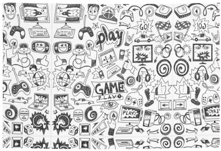 Monochrome Sketch Style Gaming Festival Banner Decoration,Suitable For Indoor And Outdoor Use,Garden And Festival Gatherings,Photo Background,Bright Colors,Easy To Hang