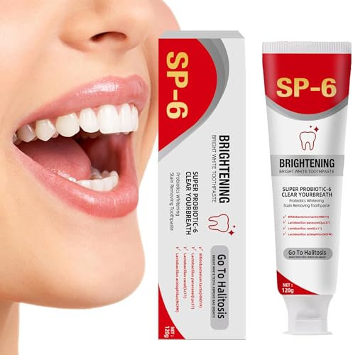 -6 Whitening Toothpaste | 120g 6 Probio-tics Zahnpasta | Natürliche hellere Zähne Zahnpasta | Tiefensanfte Reinigung und erfrischender Atem für Frauen Männer