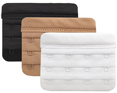 Tamlien Bra Extender 4 Hook Soft and Comfortable Bra Strap Extension (Bra Extenders 4 Hook, Black/White/Beige)