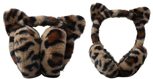 VIVAZYTGH Winter Frauen Kinder Weiche Leopard Ohrenschützer Damen Mädchen Earflap Wärmer Plüsch Ohrenschützer(B)