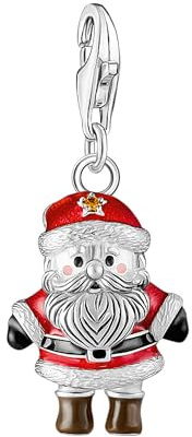 Thomas Sabo Silver Santa Claus charm pendant Recycled 925 Silver, Blackened, Cold Enamel