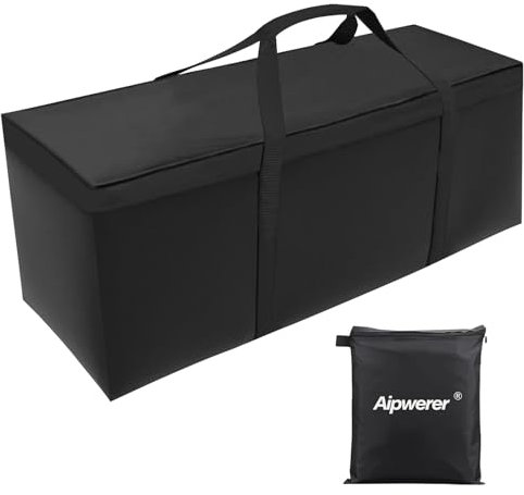 Aipwerer Bolsa de Almacenamiento Grande, Bolsa de Cojín para Exteriores Impermeable, Anti UV, Bolsa de Almacenamiento para Árbol de Navidad, Bolsa Mudanza Cremallera XXL (Negro, 175x55x75cm)