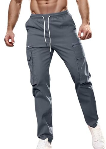 Générique Pantalon Cargo Homme De Travail Chantier Tactique Treillis Militaire Survêtement Noir Vetement Multi Poches Vêtements Jogging Hiver Casual Activités Gris Sweatpants