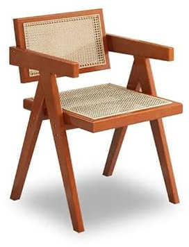 SHANGAN Sedia in rattan di legno massello, sedia dello schienale dell'ufficio, sedia della sala da pranzo domestica, può sopportare un peso di circa 200kg (Colore ciliegia)