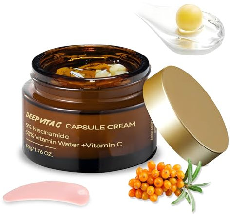 Deep Vita C Capsule Cream, Face Capsule Moisturizer, Crème Capsule Vitamine C, Aging Wrinkles Améliore le Teint de Peau, Convient à Tous Les Types de Peau-50G