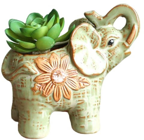 PIUpiuLIANG Succulent Pots, Unique Cute Elephant Planter Decorative Ceramic Plant Planter for Home Office Desk Garden Gift, Style 1 Succulent Pots