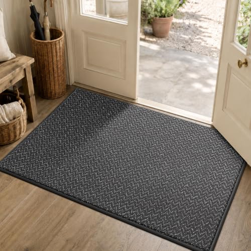 COSY HOMEER Indoor Doormats 80x120 cm,Nonslip Front Door Mat Inside,Grey | Washable Door Mat for Indoor Entrance, 1cm Low Profile Dirt Trapper Doormats for Entryways Front Back Door Hallway