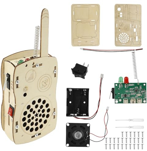 2 Stück Radio Bausatz DIY Kits Holz, Lautsprecher Bausatz Walkie Talkies Toy 650 Fuß Kommunikationsbereich Speaker Kit für Kid Science Experiment Kombination Unterhaltung und Bildung
