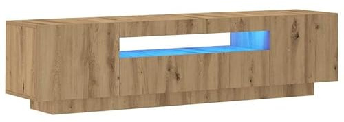Eleganz TV-Schrank mit -Beleuchtung Artisan-Eiche 160x35x40 cm - Moderner Holzwerkstoff für Wohnzimmer & Home-Entertainment - Stilvolle Aufbewahrung für Lautsprecher & Medien