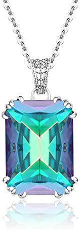 Mystic Topas Halskette Anhänger Anhänger Böhmen Rechteck Damen Schmuck-Lila, Lila,
