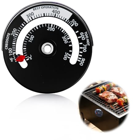 Magnetic Stove Thermometer, 1 PCS Log Burner Thermometer, Magnetic Surface Temperature Gauge for Single Wall Flues, Wood & Chimney Pipes, Home Accessory for Log Fires & Fireplace Heating Systems