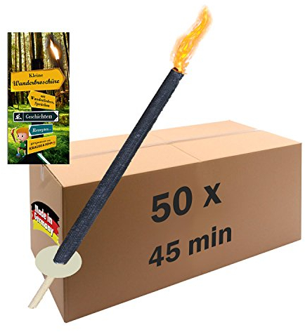 Krause & Sohn 50 St Wachsfackeln 45 Min. Brennzeit_mit Wanderbroschüre_Lagerfeuer kleine Fackel Wachsfackel