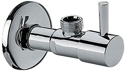 Sanixa EM2VA6501 2er Set Design Eck-Ventil rund | massiv Messing verchromt | Anschluss Ventil Absperrventil Eckregulierventil Geräteventil