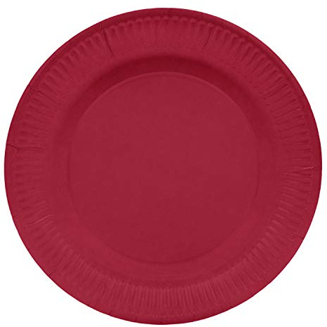 Ökolution OL454 Carton/Assiette jetable, 20 pièces, Rond Ø 22,7 cm, Hauteur du Bord 2,7 cm, sans revêtement Plastique, pour Barbecue, Anniversaire ou fête, biodégradable, Rouge
