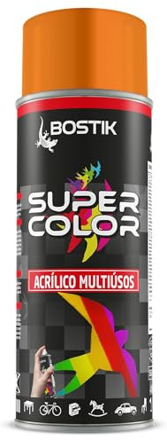 Bostik SUPER COLOR NARANJA PÁLIDO RAL 2003, Pintura en Spray Acrílica para Uso Profesional y Doméstico, Multiusos, Secado Rápido, Acabado Brillante, Interior y Exterior, Bote 400 ml