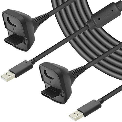 JODEIAN Lot de 2 câbles de chargement USB pour manette sans fil Compatible avec les manettes de jeu sans fil Microsoft Xbox 360 Noir 1,5 m