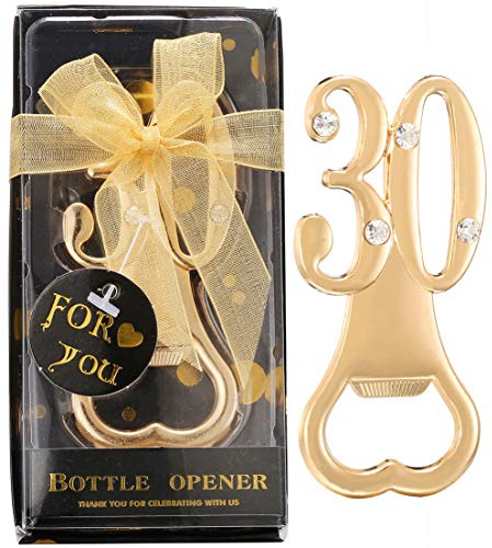 36 PCS 30th Birthday Bottle Openers for 30th Birthday Party Favors 30 Black and Gold Theme Birthday Party Decoration Wedding Anniversaries Souvenirs Favors Gifts (Black 30th, 36)