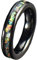 Gualiy 4MM Herren Titanstahl Ring Buntes Opal-Intarsien Versprechen Ehering Herren Bandring Fingerring für Valentinstag Weihnachten Geburtstag Schwarz Größe 65 (20.7)
