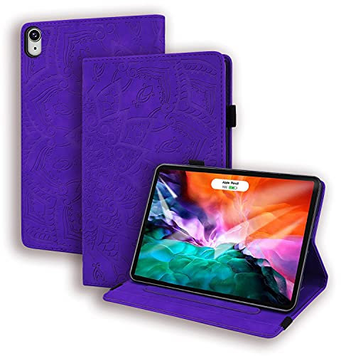 Rostsant Funda iPad Mini 2021 Árbol en Relieve Caso de Cuero PU Billetera con Titular de la Pluma Estuche Carcasa Protector para iPad Mini 6ª Generación 8.3 Pulgada 2021 - Púrpura