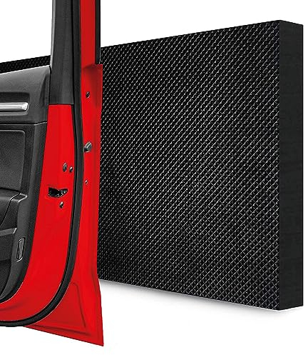 STRACKS® 4X Garagen Wandschutz je 40 x 20 x 2cm Extra Dicker Türschutz – Für Ihr Auto und die Garagenwand – Selbstklebender Türkantenschutz – 4er Set Karomuster, schwarz