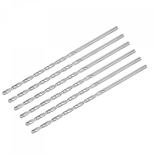 sourcing map HSS(High Speed Steel) Extra Long Twist Drill Bits, 4.2mm Drill Diameter 160mm Length for Hardened Metal Woodwork Plastic Aluminum Alloy 6 Pcs