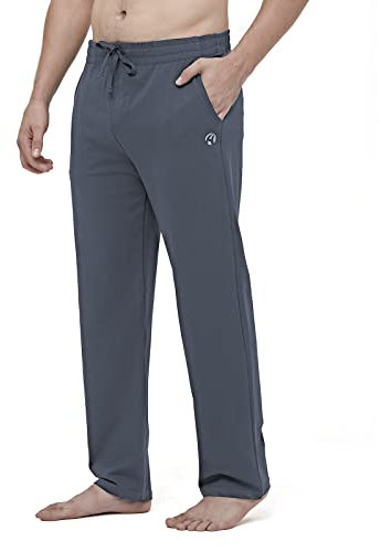 HMIYA Herren Jogginghose Baumwolle Sweathose Lange Atmungsaktiv Sporthose Yogahose Klassische Trainingshose mit Taschen(Haze Ash,XL)