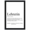 Tassenstube Lehrerin Poster Geschenk Abschied Wandbild Substantiv Definition Holz Rahmen A4
