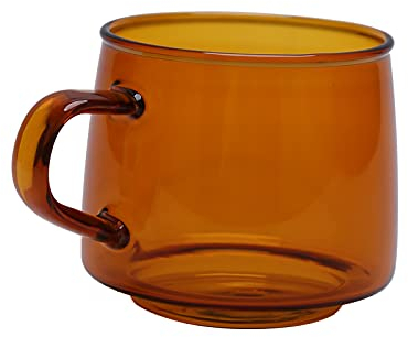 350ml Glass Coffee Cup Water Cup, Transparent Crystal Round Coffee Mug with Handle, Tea Cups Coffee Mugs High Temperature Resistance for Home Bars Restaurants(Amber Color)