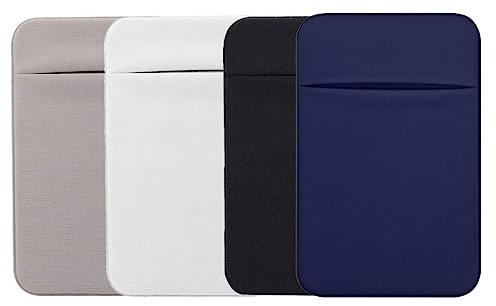 PLABBDPL Paquete de 4 Soportes para Tarjetas de teléfono Celular con Adhesivo para la Parte Posterior del teléfono, Fundas de Tela elástica para Tarjetas de identificación.