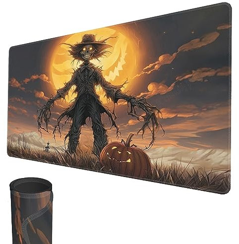 MTG Tapis de Jeu 60 x 35 cm TCG Tapis de Jeu Bords Cousus Surface en Caoutchouc Lisse Jeu de Plateau de Combat MTG Tapis de Jeu Thème Effrayant MTG Tapis de Jeu pour Halloween