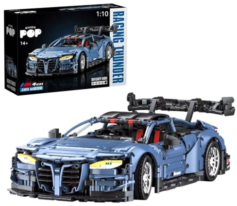 Lukie Technik Auto BWM M4 CSL, 2280 Teile Klemmbausteine Technik Auto Set, Maßstab 1:10 Automodell, Kompatibel mit Technik BMW M4