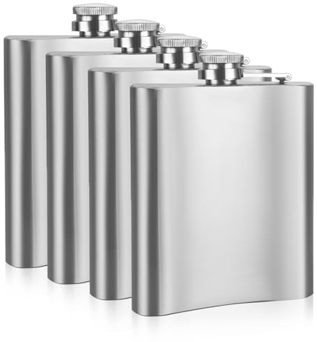 MIVIDE 4 Pack 7oz Hip Flask, Pocket Whisky Flask, Hip Flasks for Men Women, Alcohol Flasks for Climbing Camping Barbecue Party