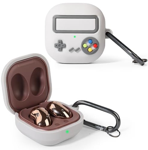 XMBYGY Silicone Case Cover with Keychain for Samsung Galaxy Buds2 Pro (2022), Galaxy Buds 2 (2021), Galaxy Buds Pro (2021), Galaxy Buds Live (2020) (GamepadGray1)