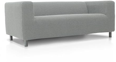 FAVERTI® Super elastischer Sofabezug, kompatibel mit dem Sofa KLIPPAN 2-Sitzer von IKEA | Modell Novelle | Hellgrau | Qualitätsschutz aus Jacquard-Stoff in Baumwolloptik