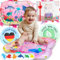 Mallie® Wassermatte Baby 66x50 CM Rosa Pink [100% BPA & Schadstoff-Frei] ab 3, 6 und 9 Monate im Ozean Design I Baby Spielzeug, Spielzeug Ab 6 Monate als Wassermatte Baby und Baby Spielzeug 6 Monate
