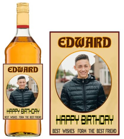 Photo Personalised Bottle Label Sticker for Captain Morgan Spiced Rum Birthday Xmas Anniversary