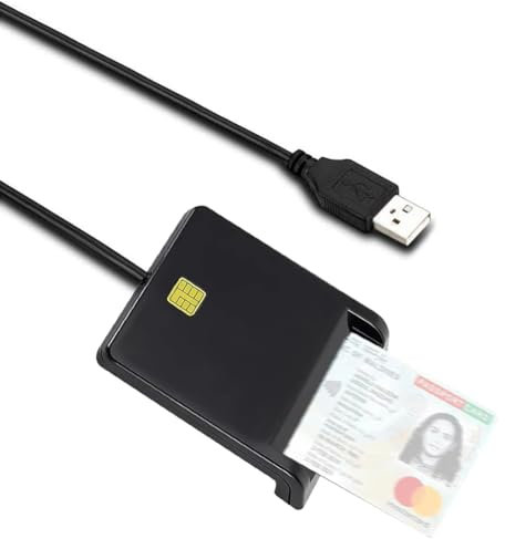 Lector de tarjetas de identificación, lector de tarjetas inteligentes USB, lector de tarjetas de memoria CAC Plug and Play, ISO 7816 Clase A, AB, C, acceso común USB 2.0, compatible con Windows y