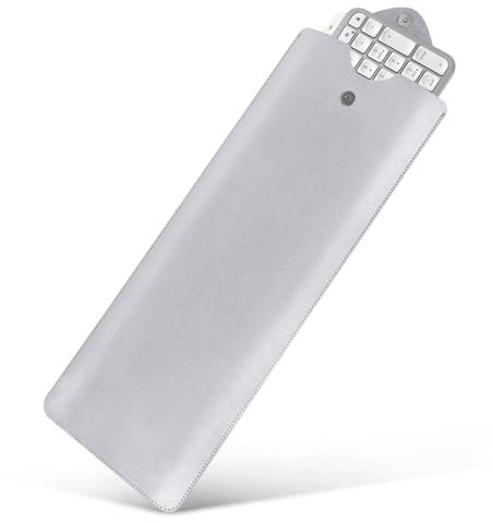 Geekria Slim Keyboard Sleeve Case, Vegan Leather Travel Portable Bag, Compatible with Apple Magic Keyboard with Numeric Keypad, Logitech MX Keys S/MX Keys / MK955(Light Gray)