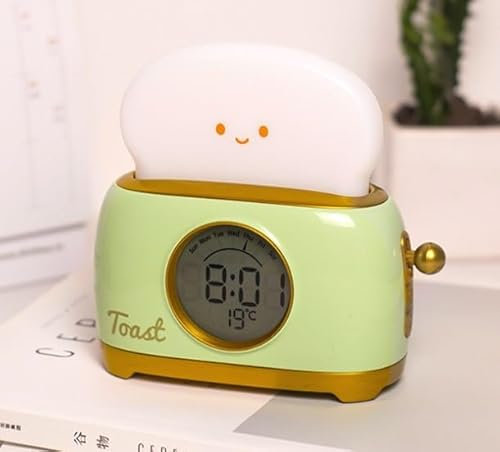 Miawtro Night Lamp, Nachtlicht Mit Timer, Dimmbare Nachtlicht Uhr mit Licht Mit Thermometer, 1200ma Nachttischlampeusb Wiederaufladbar, Für Babyzimmer Schlafzimmer Dekoration Geburtstagsgeschenk