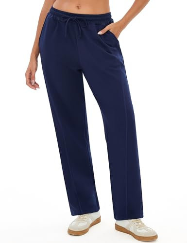 Terecey Pantalon de Jogging Femme Coton Léger et Confortable Pantalon Survêtement Femme avec Ceinture Élastique et Coupe Droite pour Fitness et Détente